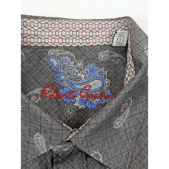 Robert Graham Bayview Paisley Jacquard Long Sleeve Button Flip Shirt Mens 3XL - Picture 4 of 9